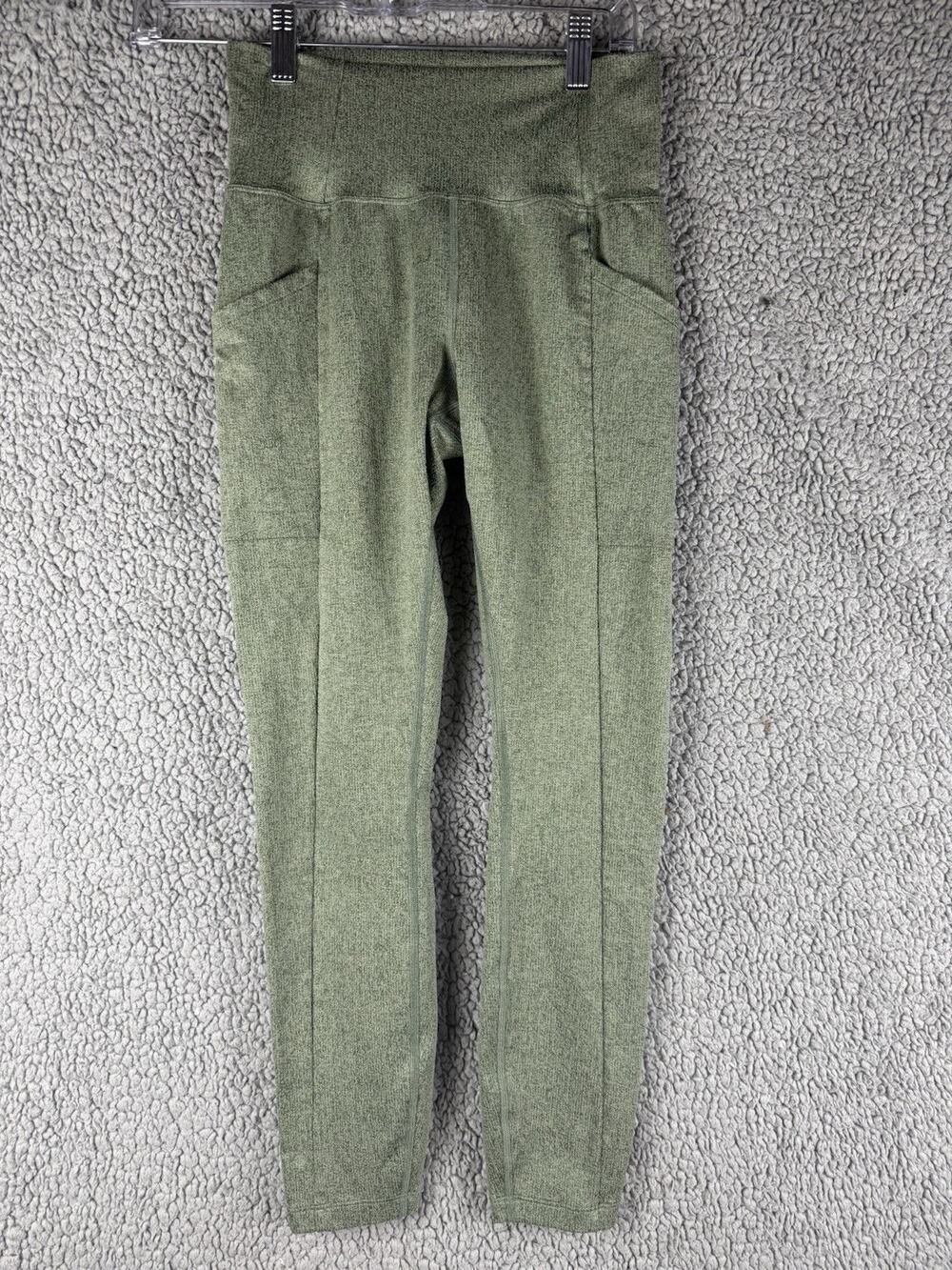 REI Co-Op Leggings Womens Small Green Side Pockets Yoga Gym Hike Athleisure